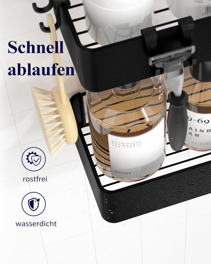 Kitsure Duschablage ohne Bohren - 2 Stück rostfreie Badezimmer Organizer, schnell trocknende Badrega