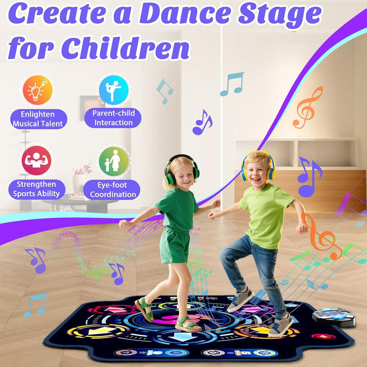 Tanzmatte für Kinder, Elektronisches Tanzmatte mit 6 Tasten und Bluetooth 9-Stufen, Musikspielzeug G