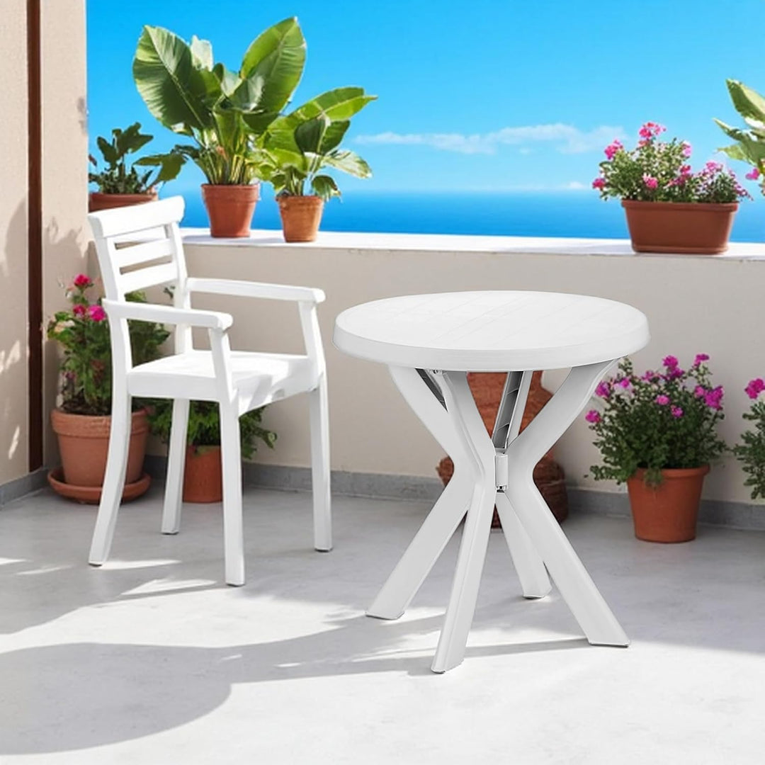 Spetebo Kunststoff Gartentisch rund - 70 cm - Campingtisch im klassischen Design - Balkontisch Terra