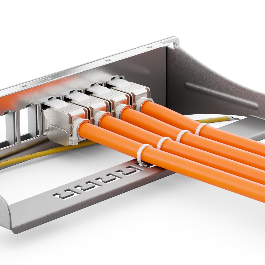 deleyCON 8 Port Patchpanel Set Patchfeld Modular 1 HE 10" Zoll Rackeinbau + 8x RJ45 Keystone Module