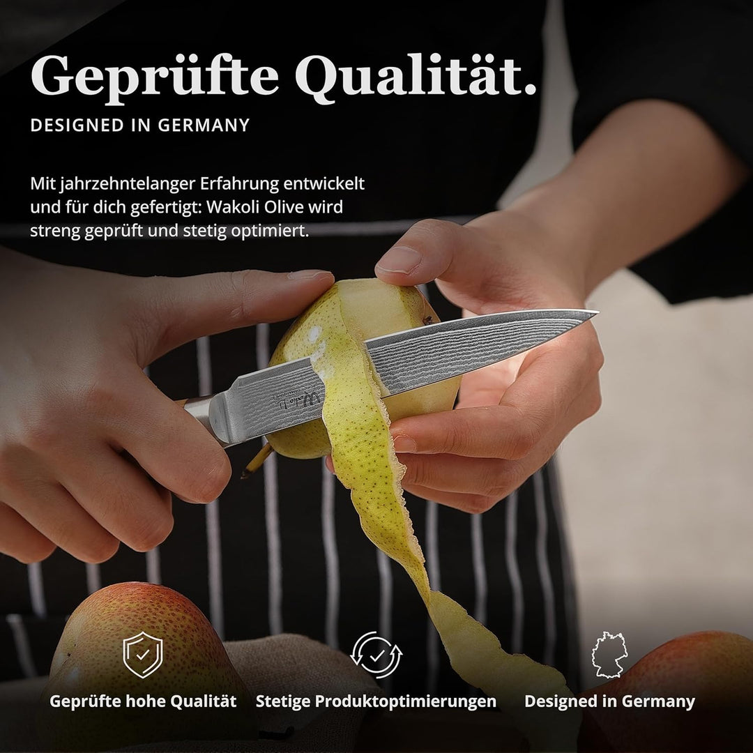 Wakoli Olive Damastmesser Allzweckmesser extrem scharfe 12,50 cm Klinge aus 67 Lagen I Damast Küchen