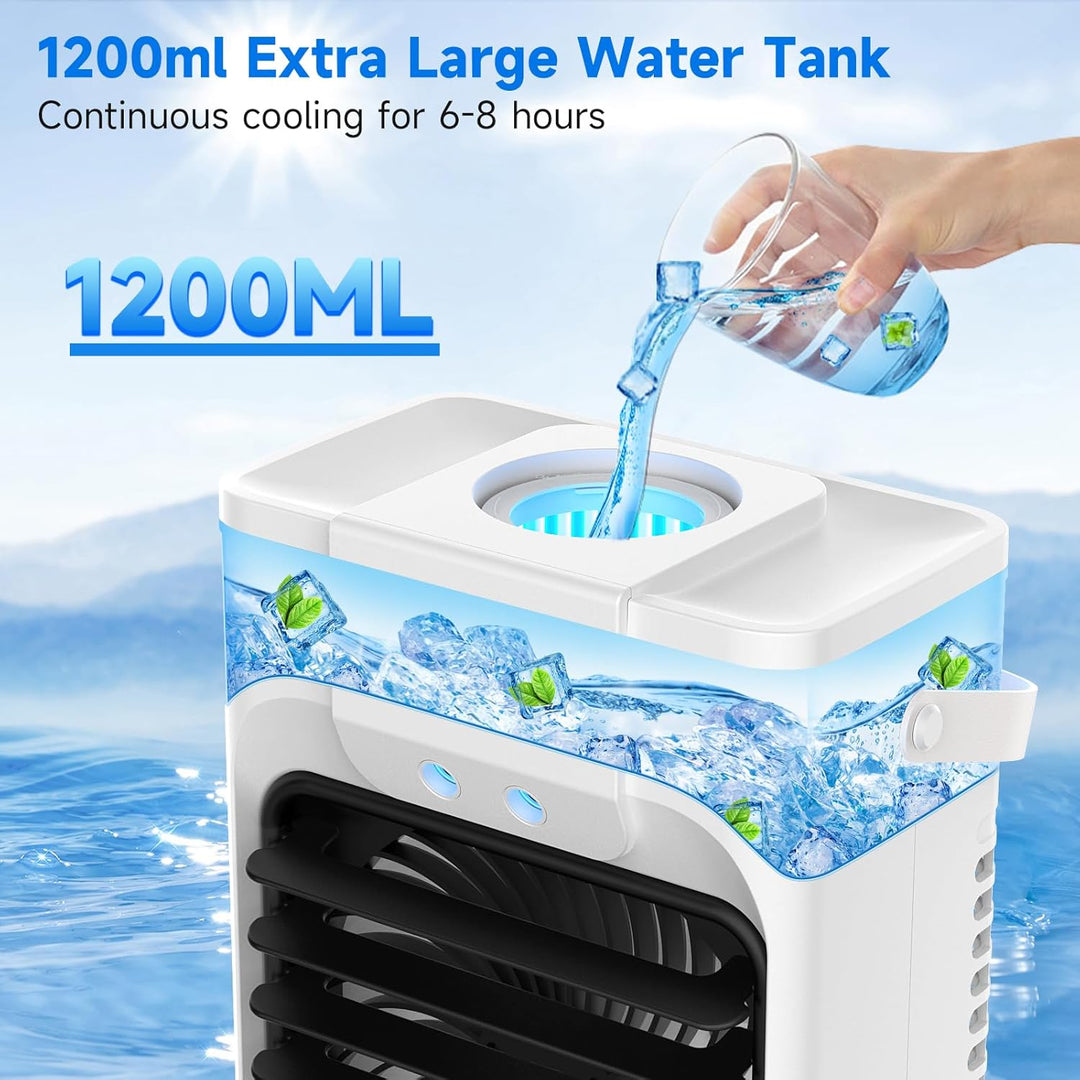 1200ml Mobile Klimaanlage mit Fernbedienung, 5 in 1 Mobiles Klimagerät, 3 Geschwindigkeiten, 3 Nebel
