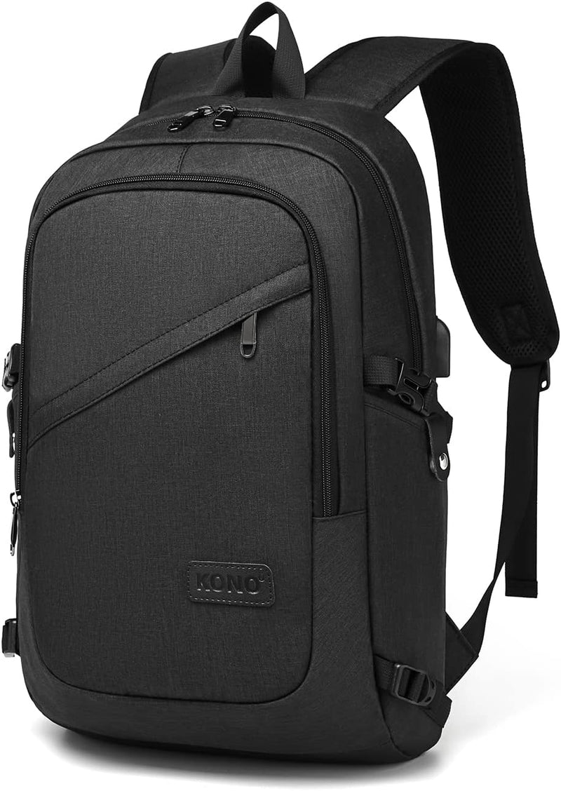 Kono Laptop-Rucksack Diebstahlsicherung Reisen Geschäft Arbeiten Computer Schwarz, Schwarz