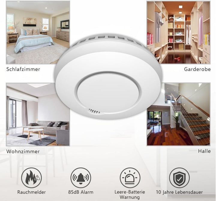 ELRO FZ5002R Connects Funk Rauchmelder-DIN EN14604 geprüft-mit Hitzesensor-Vernetzbar-2-er Set, 6 St
