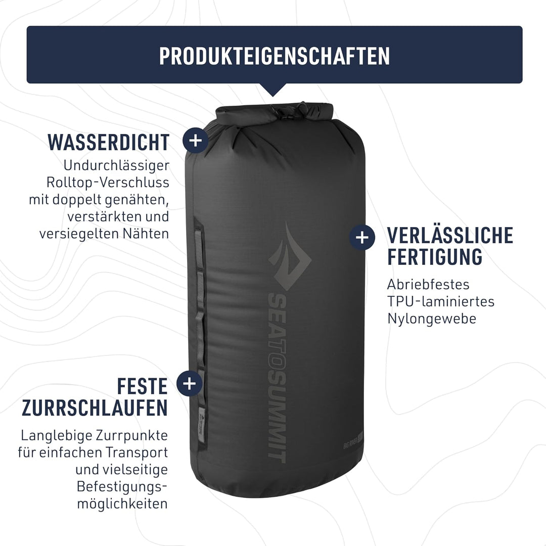 Sea to Summit - Big River Dry Bag - wasserdichte Tasche - Rollverschluss - Strapazierfähig - Haltegr