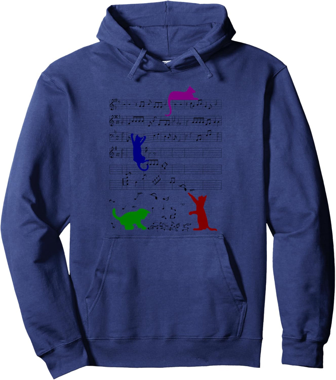 Niedliche Katze Musiknote Noten Musiker Pullover Hoodie