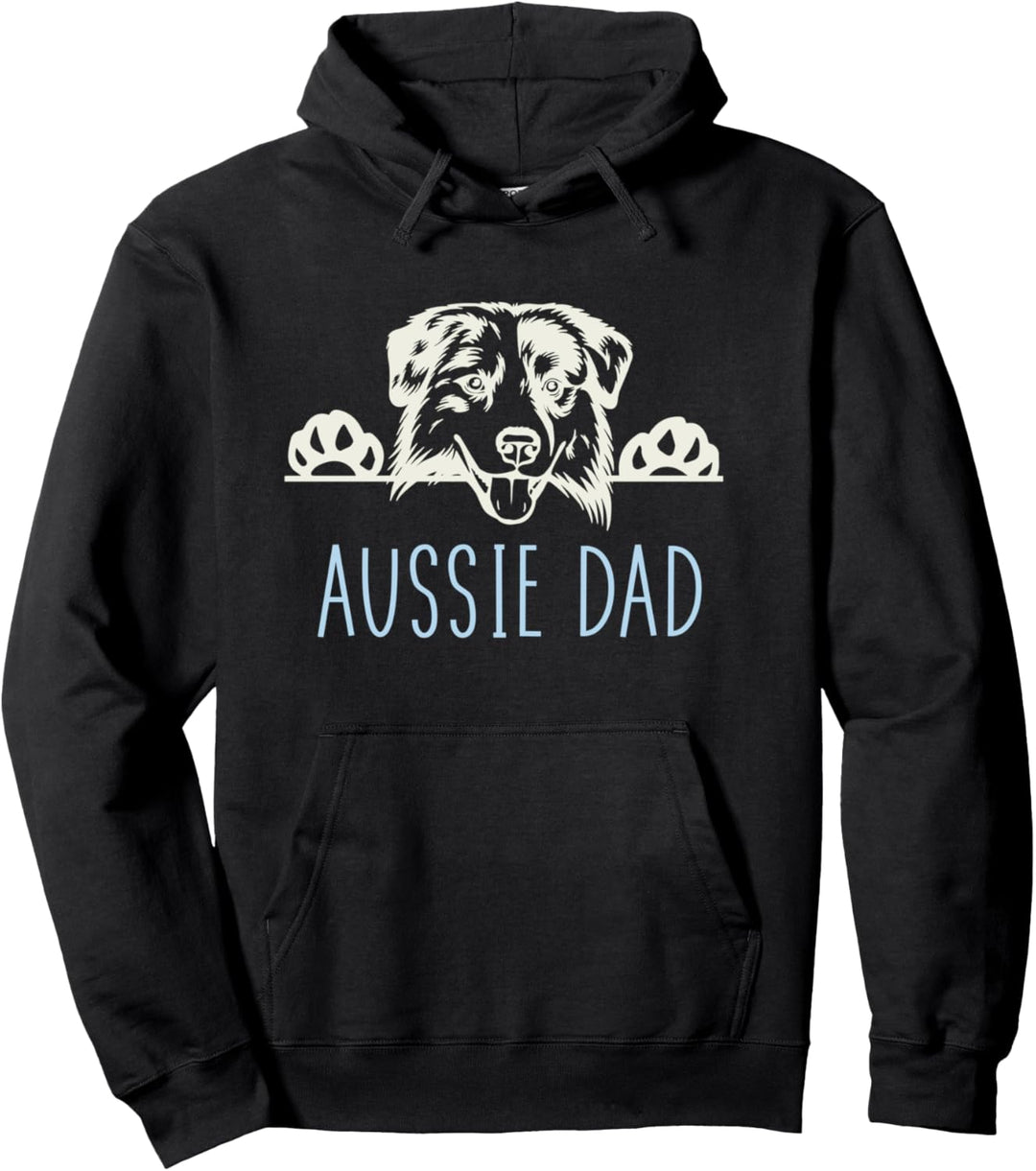 Aussie Dad with Australian Shepherd Dog Pullover Hoodie