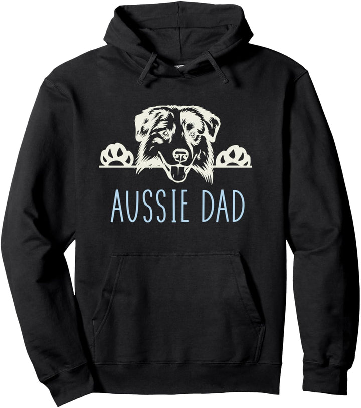 Aussie Dad with Australian Shepherd Dog Pullover Hoodie