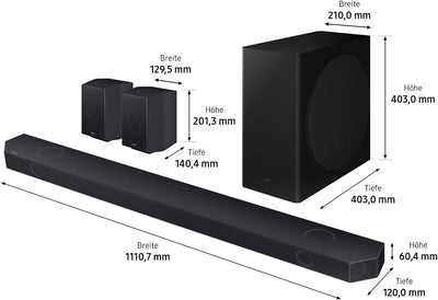 Samsung HW-Q935GD 9.1.4-Kanal Q-Soundbar für TV-Geräte, 2.0.2-Kanal-Rücklautsprecher, Bluetooth-Laut