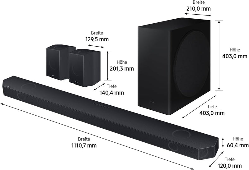 Samsung HW-Q935GD 9.1.4-Kanal Q-Soundbar für TV-Geräte, 2.0.2-Kanal-Rücklautsprecher, Bluetooth-Laut