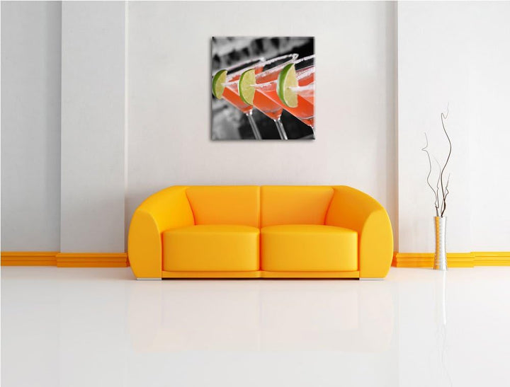 Pixxprint leckere Singapur Sling Cocktails als Leinwandbild/Grösse: 70x70 cm/Wandbild/Kunstdruck/fer