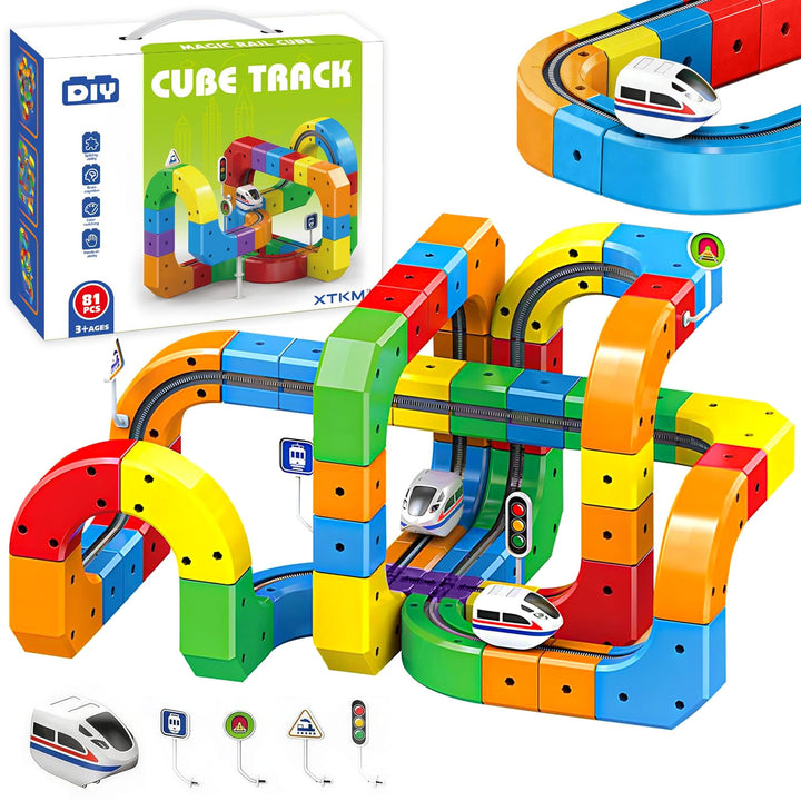 Eisenbahn Elektrisch Kinder 3D Set, 81 PCS, Spielzeug ab 3 Jahre