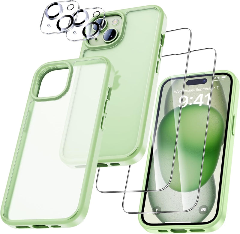 UniqueMe für iPhone 15 Hülle, 5-in-1-Set Handyhülle für iPhone 15 Case Rundumschutz Schutzhülle Cove