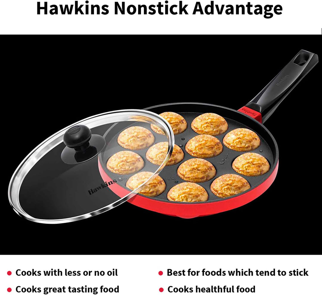 HAWKINS Antihaft-Appe-Pfanne mit Glasdeckel, 12 Tassen, Durchmesser 22 cm, Schwarz (NAPE22G), Standa