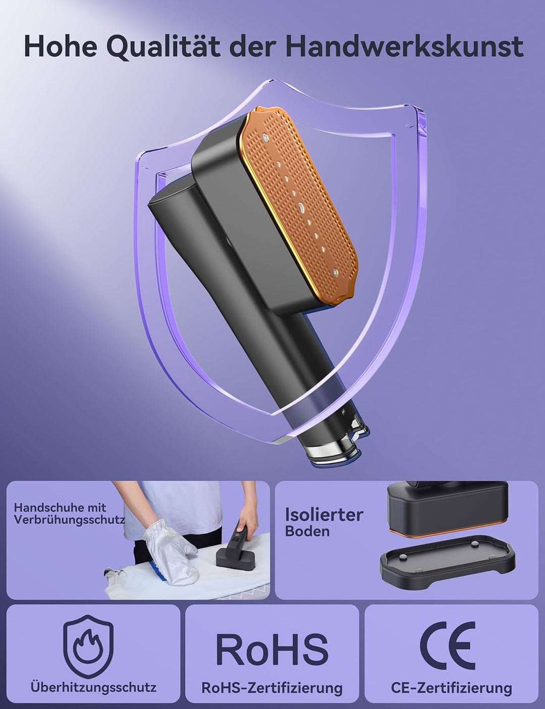 Sundu Dampfglätter, Steamer für Kleidung, 2-in-1 Reisebügeleisen Steam iron, 15s schnelles Aufheizen