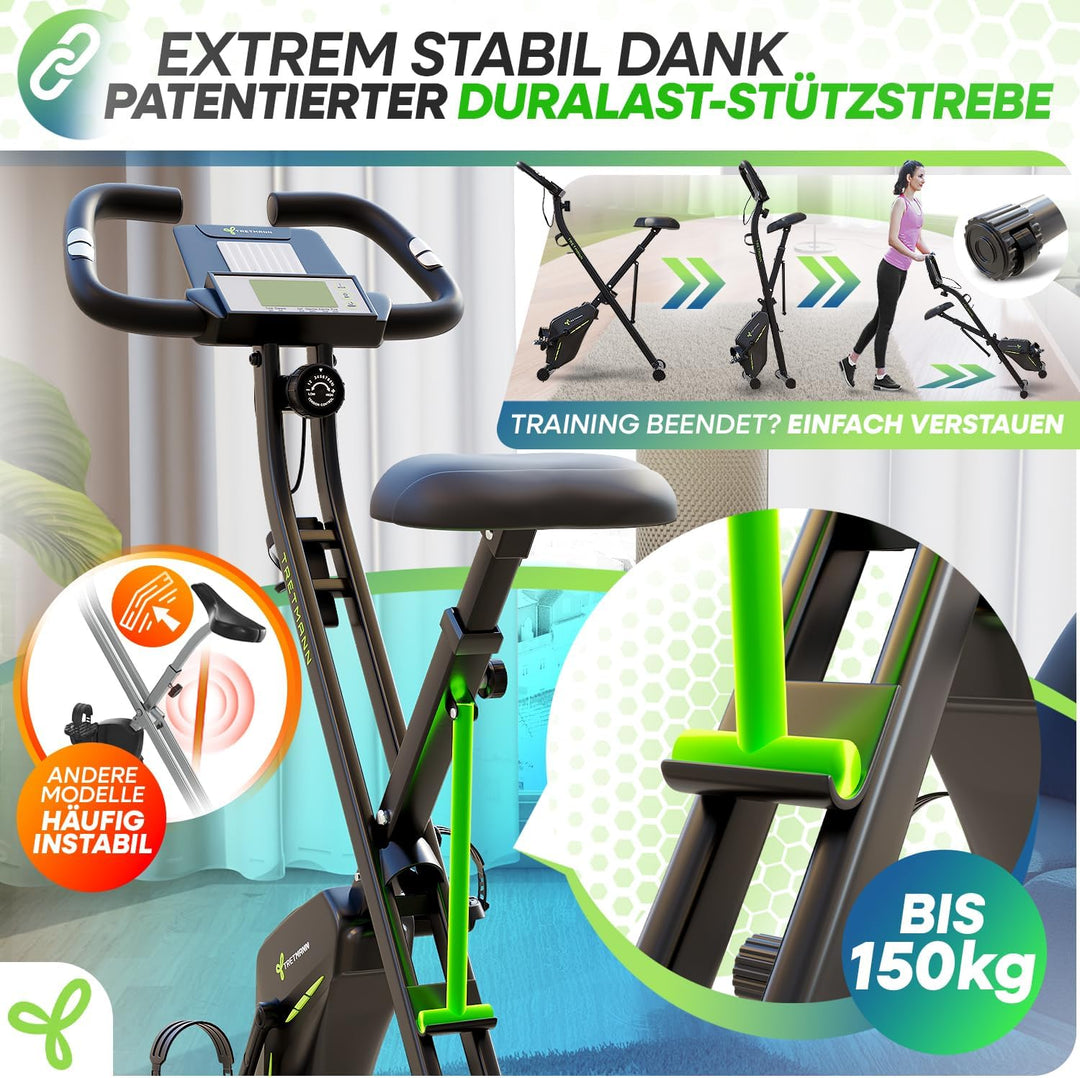 Neu Tretmann Hometrainer fahrrad Klappbar Set-extra bequem & leise- [RelaxFoam] bis 150KG Belastbar