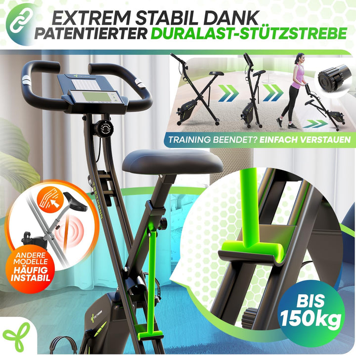Neu Tretmann Hometrainer fahrrad Klappbar Set-extra bequem & leise- [RelaxFoam] bis 150KG Belastbar