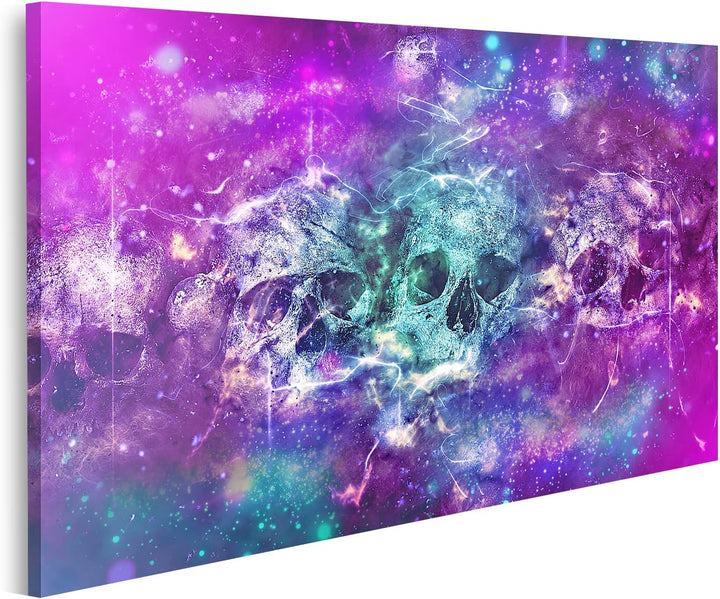 islandburner Bild auf Leinwand Totenkopf Skull Schädel Vor Rauchigem Hintergrund Bilder Wandbilder P