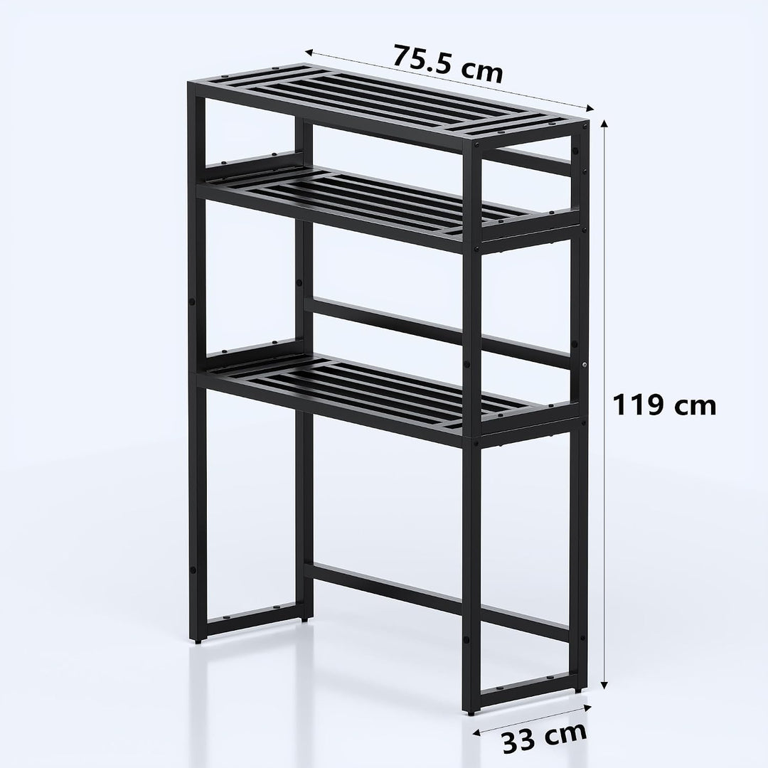 Pflanzenständer Indoor Outdoor,3 Etagen Metall Blumenstände Schwarz Rostfest Blumenhocker,Pflanzenre