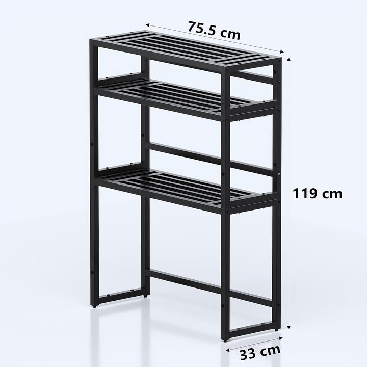 Pflanzenständer Indoor Outdoor,3 Etagen Metall Blumenstände Schwarz Rostfest Blumenhocker,Pflanzenre