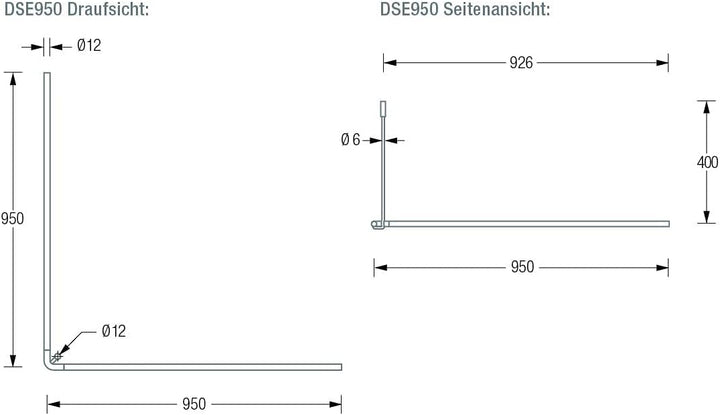 PHOS Edelstahl Design, DSE950, L-Form 95 x 95 cm Duschvorhangstange, Deckenträger einkürzbar, echter