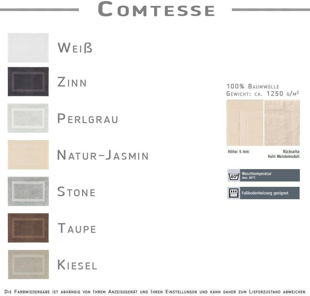 Rhomtuft Badematten Comtesse perlgrau - 11 60x100 cm, Perlgrau - 11 60x100 cm