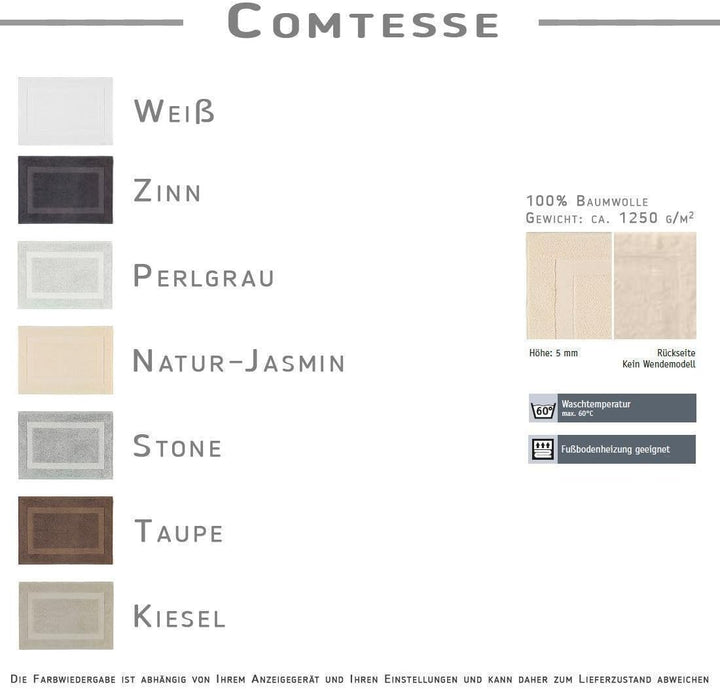 Rhomtuft Badematten Comtesse perlgrau - 11 60x100 cm, Perlgrau - 11 60x100 cm