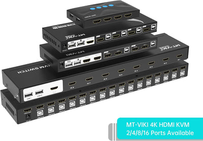 MT-VIKI KVM Switch HDMI 8 Port HDMI Konsole 8 in 1 Out mit IR Fernbedienung 8xKVM Kabel Desktop Sele