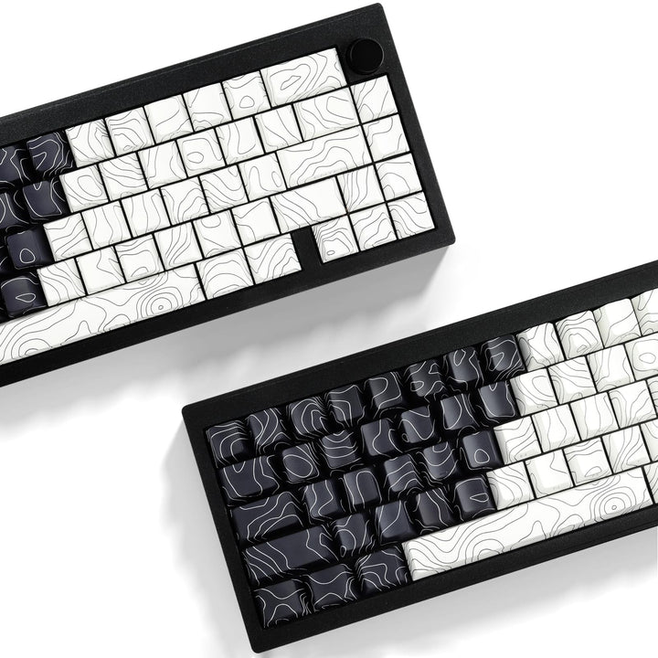 Sunzit PBT Keycaps, Schwarz&Weiss Topographische 131 Tasten Custom Cherry Profil Dye Sublimation Shi