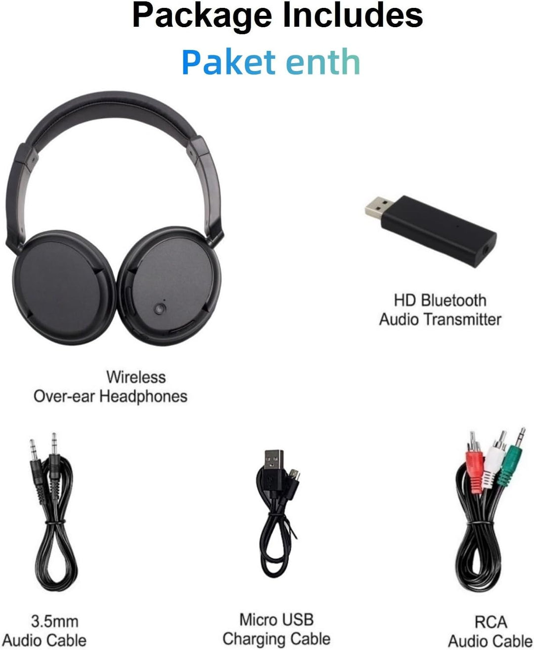 Bluetooth Funkkopfhörer Over-Ear TV Headset, Bluetooth 5.3 Kabellose Kopfhörer mit USB-Sender, Einzi