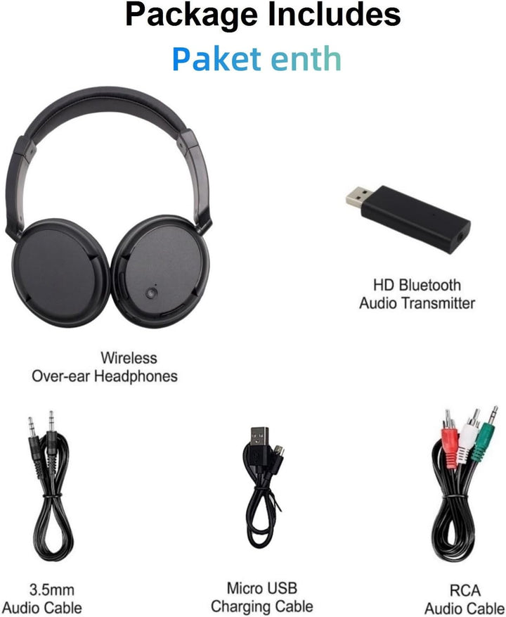 Bluetooth Funkkopfhörer Over-Ear TV Headset, Bluetooth 5.3 Kabellose Kopfhörer mit USB-Sender, Einzi