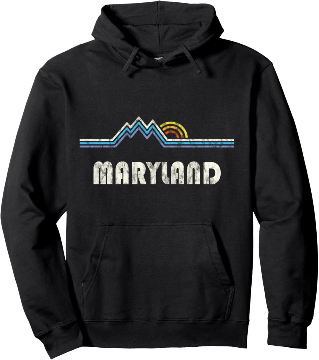 Maryland Retro, Geschenk, Maryland Berge und Sonnenuntergang Pullover Hoodie