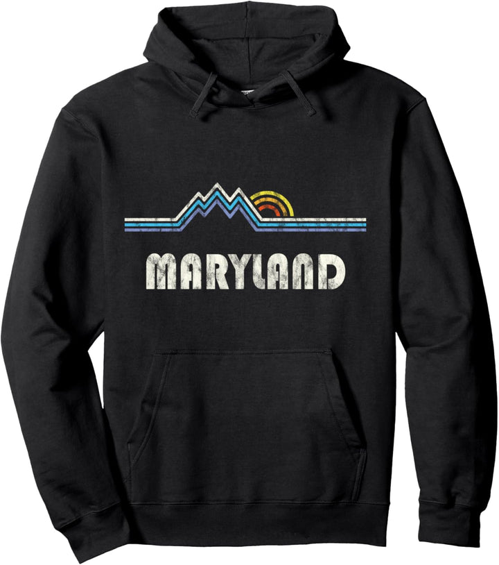 Maryland Retro, Geschenk, Maryland Berge und Sonnenuntergang Pullover Hoodie