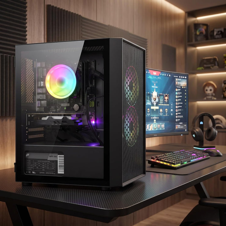STGsivir- Gaming PC-RX 550 4G GDDR5, Core i5 3.3-3.7GHz-16G RAM, 512G SSD, 600 M WLAN, BT 5.0, RGB L