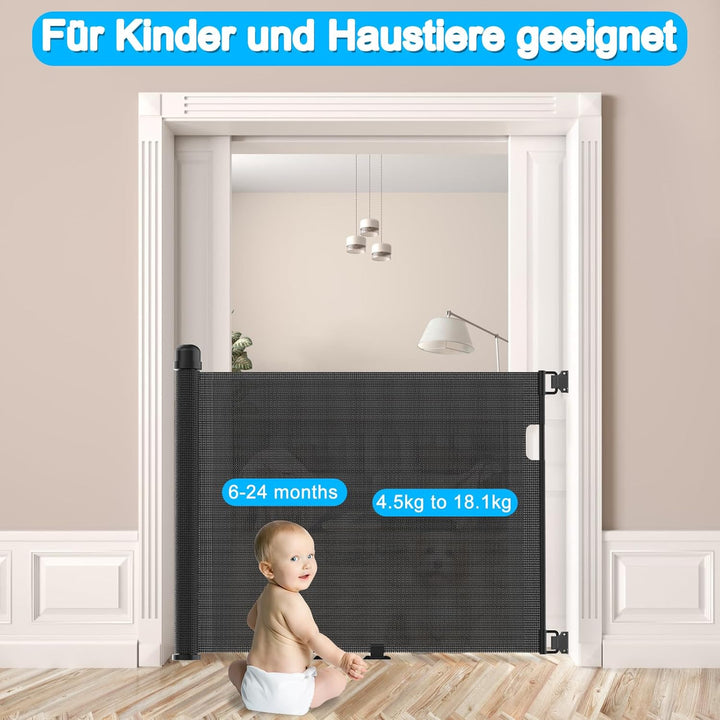 Türschutzgitter Treppenschutzgitter Ausziehbar 0-150cm für Kinder Hunde Baby Absperrgitter Schutzgit