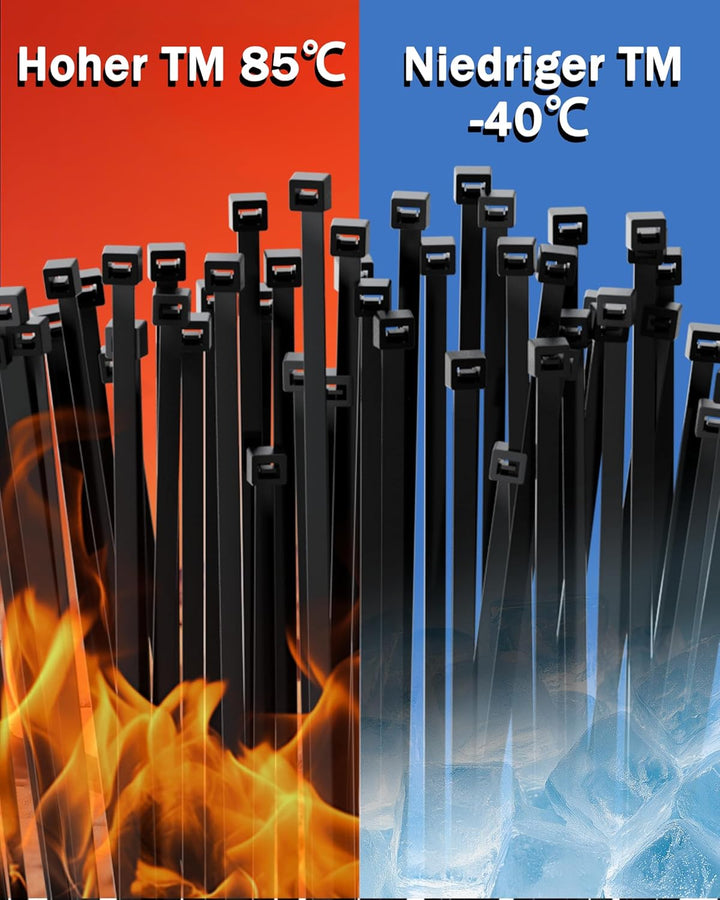 400 Stück Kabelbinder Schwarz Set,Tesmax Kabelbinder UV Beständig,wiederverschliessbar Nylon Super H