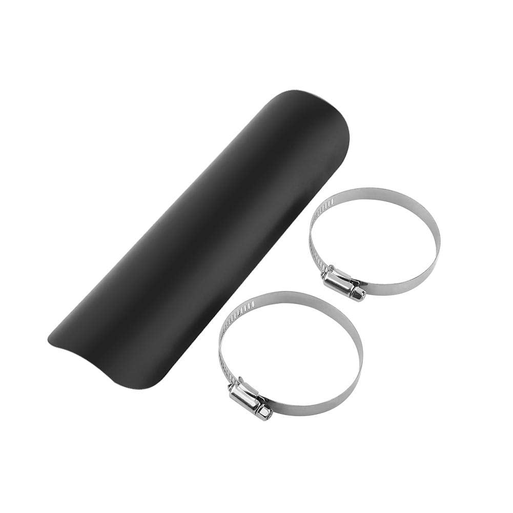 Keenso Steel Universal Motorrad Auspuffrohr Hitzeschild Schalldämpfer Staight Cover Schwarz/Silber (