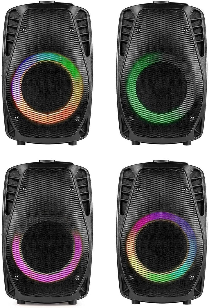 Fenton FT8LED MK2 - Partybox Bluetooth Lautsprecher, 300 Watt Party Lautsprecher mit LED, Trolley, A