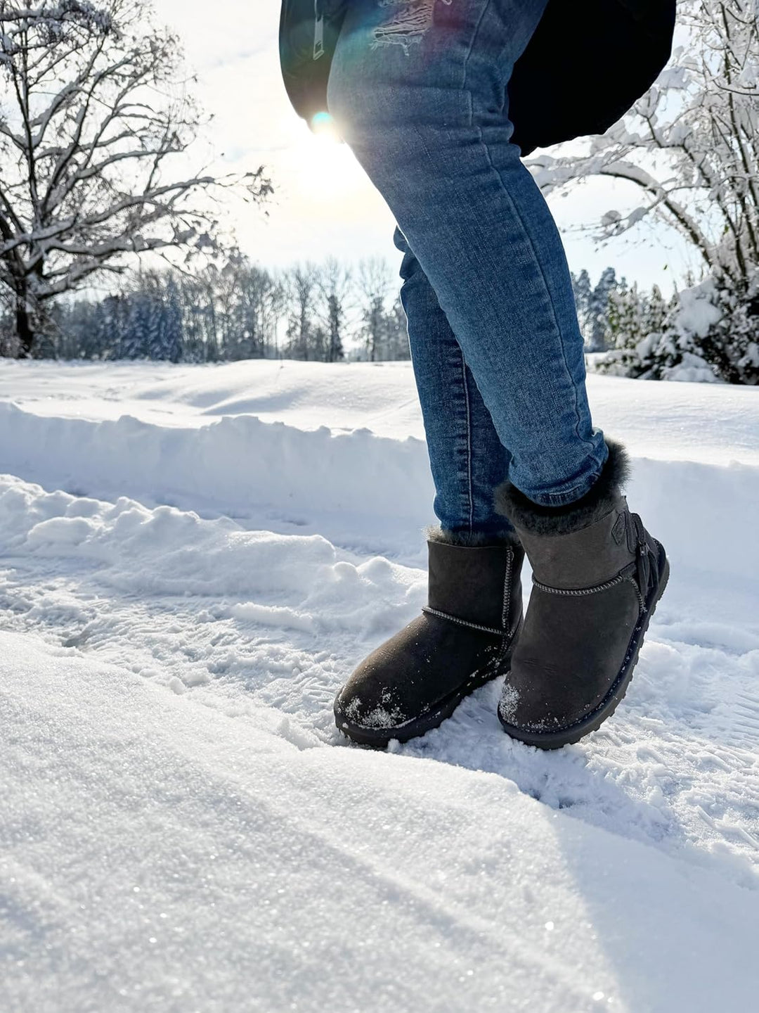 Rohn Lammfell Boots Stockholm, Winter-Stiefel aus 100% Lammfell, warme Schneeschuhe