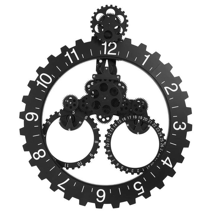 Jacksking Zahnrad Uhr, 3D Moderne grosse Wandkunst rotierende mechanische Uhr Kalender Rad Sägezahn