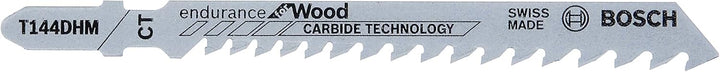 Bosch Professional 3 Stück Stichsägeblatt T 144 DHM Endurance for Wood (für Holz, Zubehör Stichsäge)