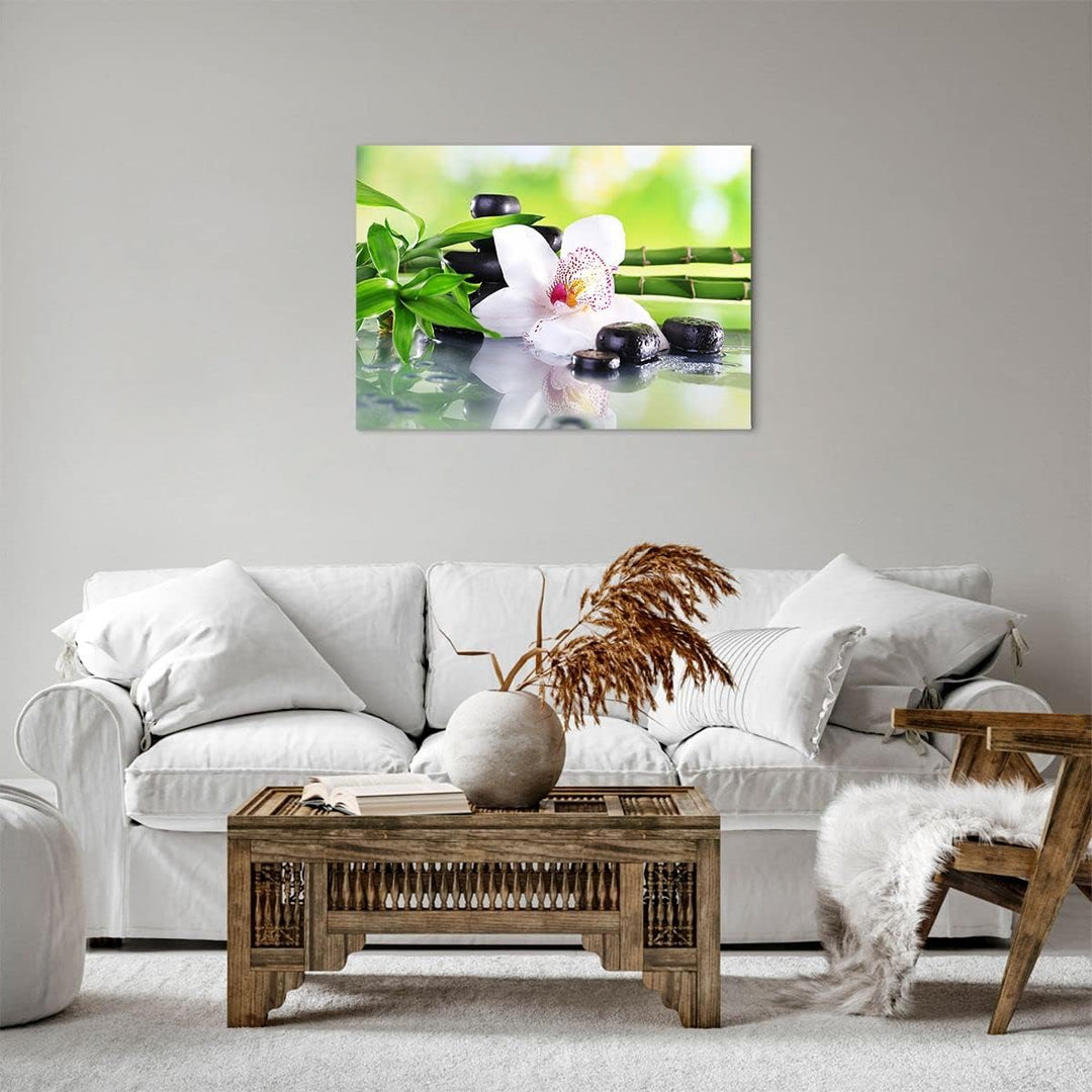 Bilder auf Leinwand blume orchidee Leinwandbild mit Rahmen 70x50cm Wandbilder Dekoration Wohnzimmer