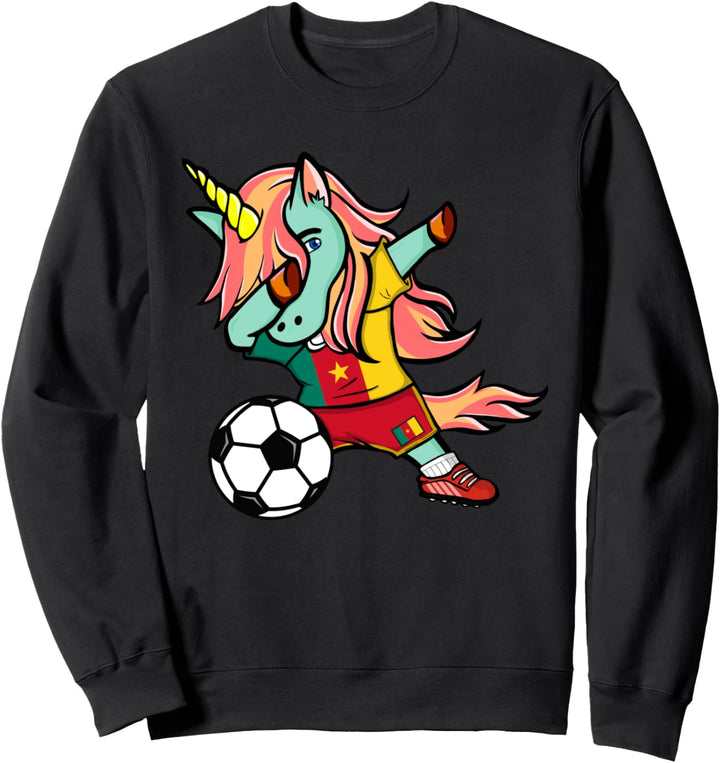Dabbing Einhorn Unicorn Kamerun Fussball Kamerunische Flagge Sweatshirt