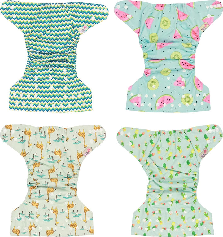 Littles and Bloomz FLP2-0401 Windel, wiederverwendbar, Standard-Popper, 4 Windeln 0401 4 Stück (1er