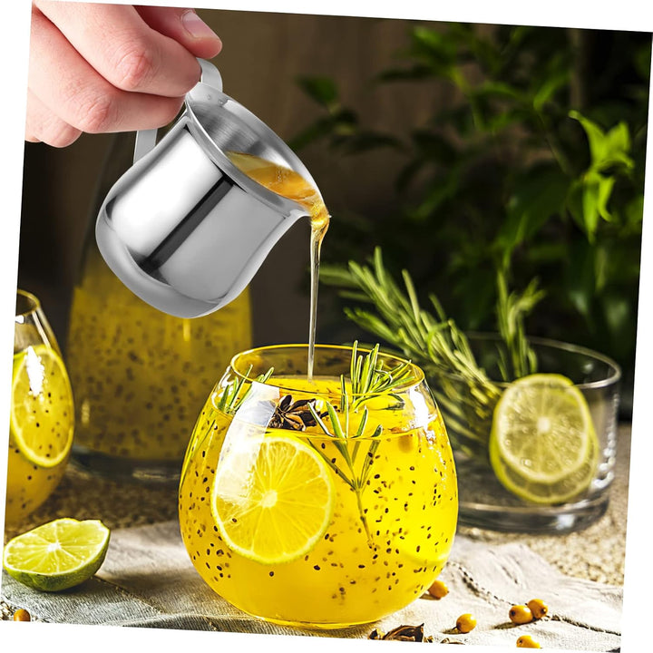 Angoily 3 Stück Edelstahl Milchkanne 90 Ml mit Spitzem Ausguss und Bequemem Griff für Espresso Kaffe
