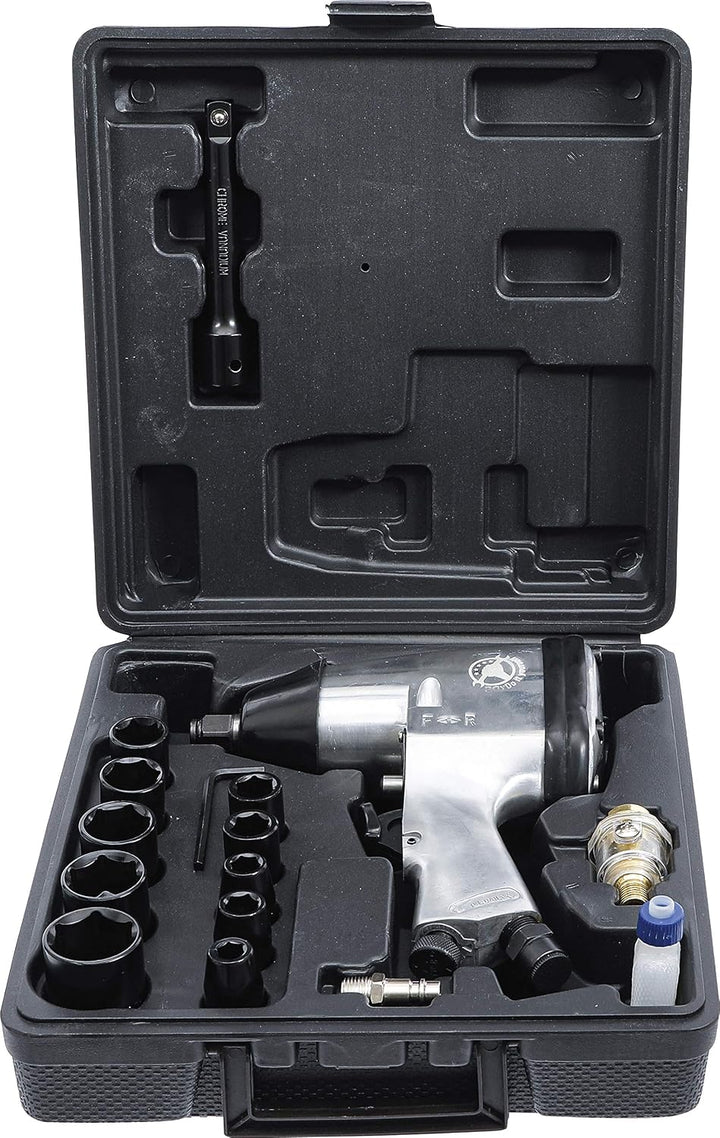 BGS Diy 3211 | Druckluft-Schlagschrauber mit Werkzeugsatz | 12,5 mm (1/2") | 312 Nm | 16-tlg.