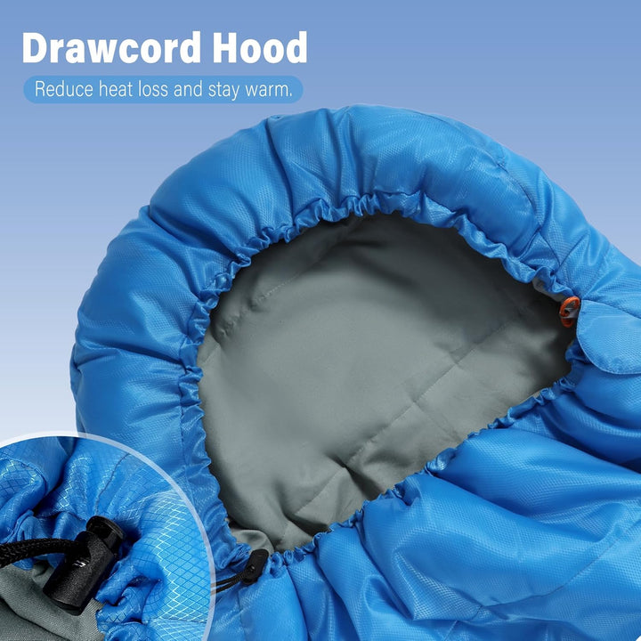REDCAMP Kinderschlafsack für Jungen und Mädchen 175 x65 cm, Mumienschlafsack Bequem Leicht-Warm mit