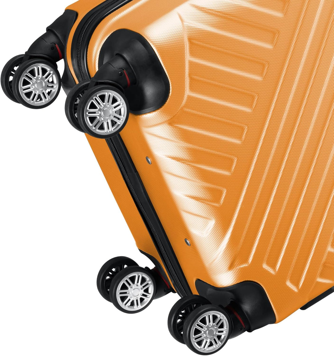 Zelsius Koffer Set 3 Stück, Orange | ABS Hartschalenkoffer mit Zahlenschloss, Doppelrollen und Innen