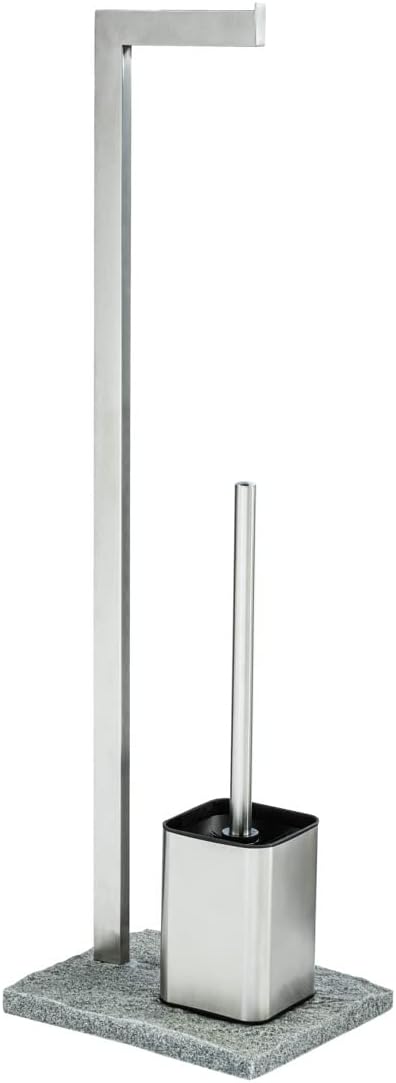 WENKO Stand WC-Garnitur Granit, Ständer für Toilettenpapier & Toilettenbürste, WC-Papierhalter in St