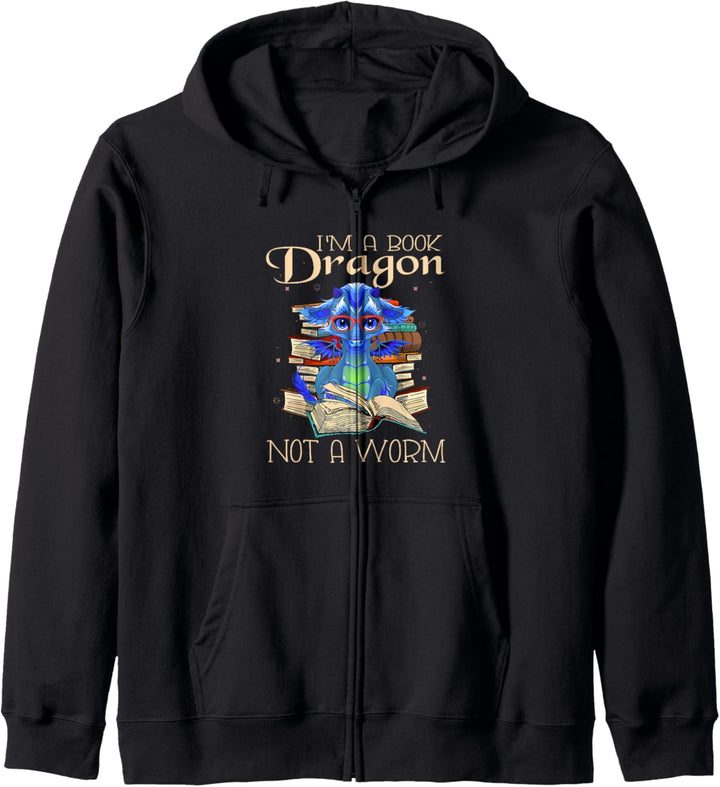 I'm a Book Dragon Not a Worm Funny for Reading Lovers Kapuzenjacke